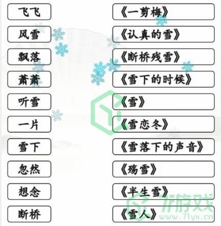 《汉字找茬王》雪之歌通关攻略介绍